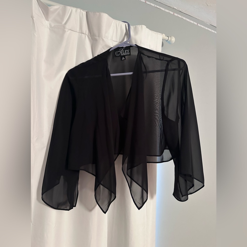 women’s black Alex Evenings Chiffon coverup top